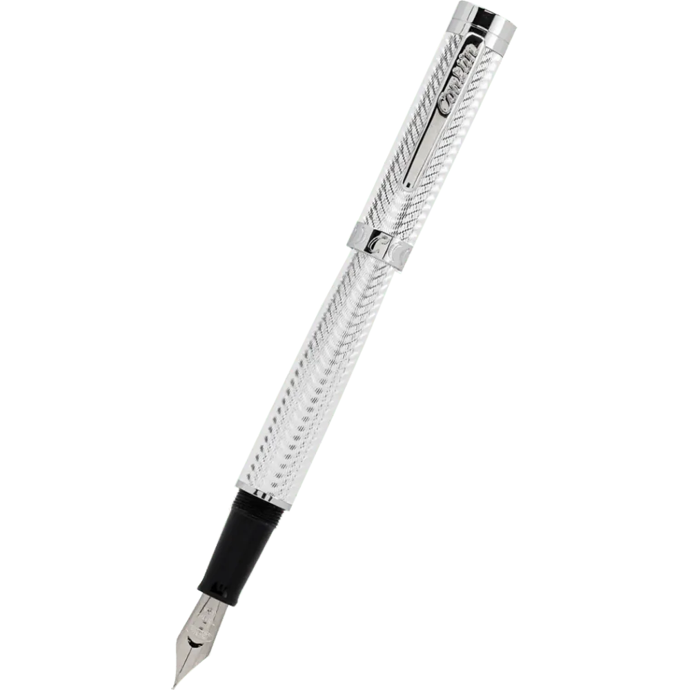 Hoeksteun Conklin Herringbone Fountain Pen - Signature Zilver Extra