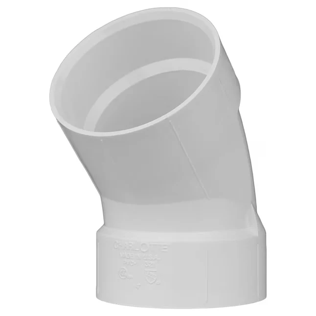 Charlotte Pipe 3- VINYL DWV Hub x Hub 45 Degree Elbow Sanitary Drain