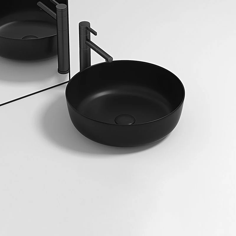 Hedendaags Bathroom Sink Pop-Up Drain Porcelain Round Vessel Lavatory Sink met Terugslagklep White