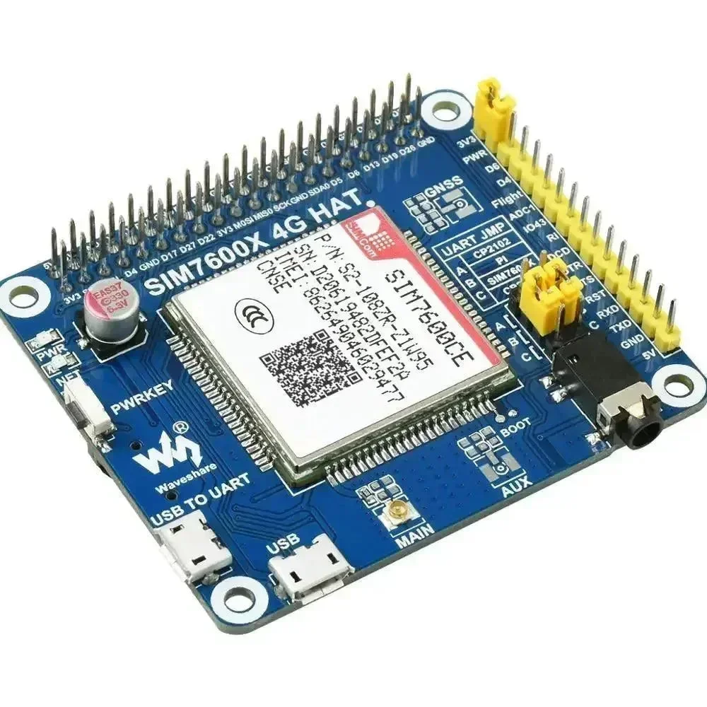 RVS scharnier Waveshare SIM7600CE-CNSE 4G HAT Raspberry Pi 4G 3G 2G GNSS
