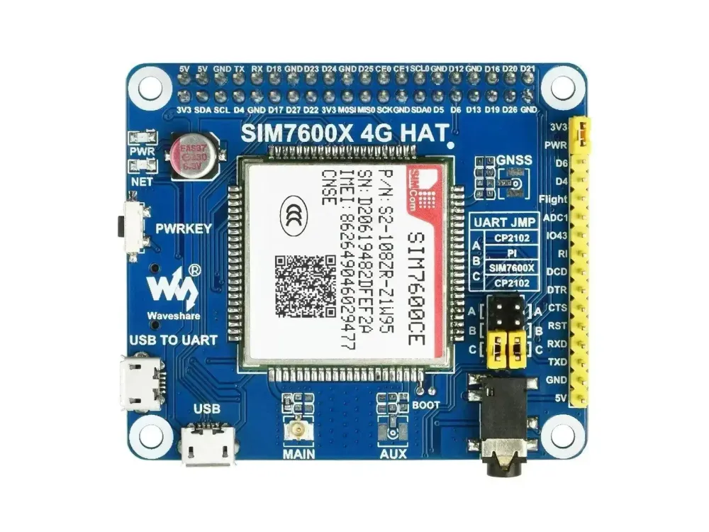 RVS scharnier Waveshare SIM7600CE-CNSE 4G HAT Raspberry Pi 4G 3G 2G GNSS