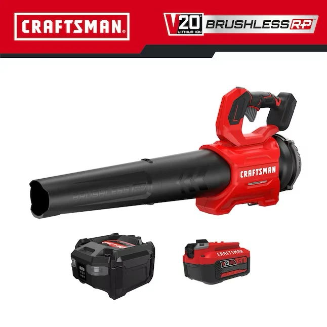 CRAFTSMAN V20 20-volt Max 410-CFM 110-MPH Battery Handheld Leaf Blower 5 Ah (Battery and Charger Included) voor Beton