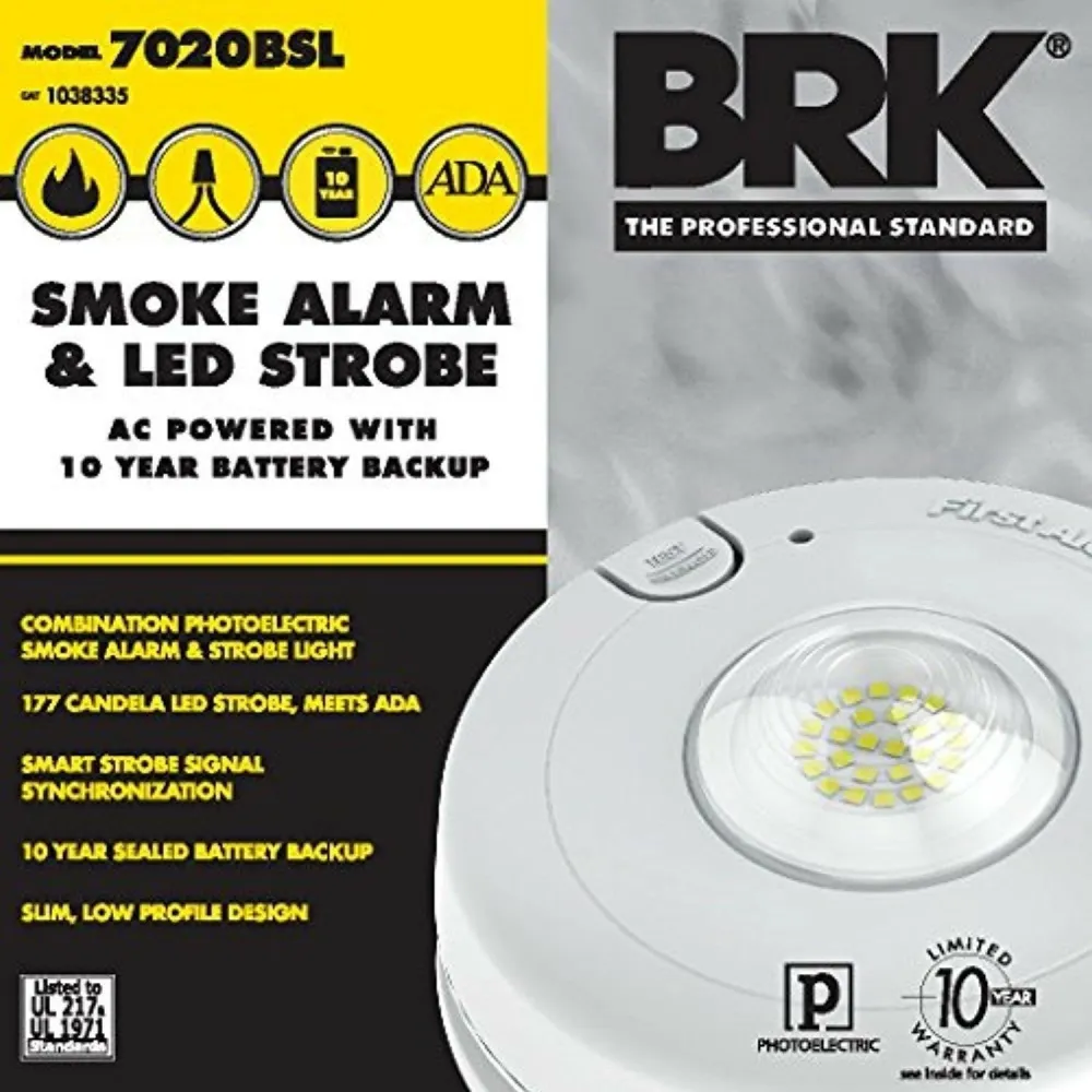 First Alert BRK 7020BSL Hardwired Hearing Impaired Smoke Detector LED Strobe Light