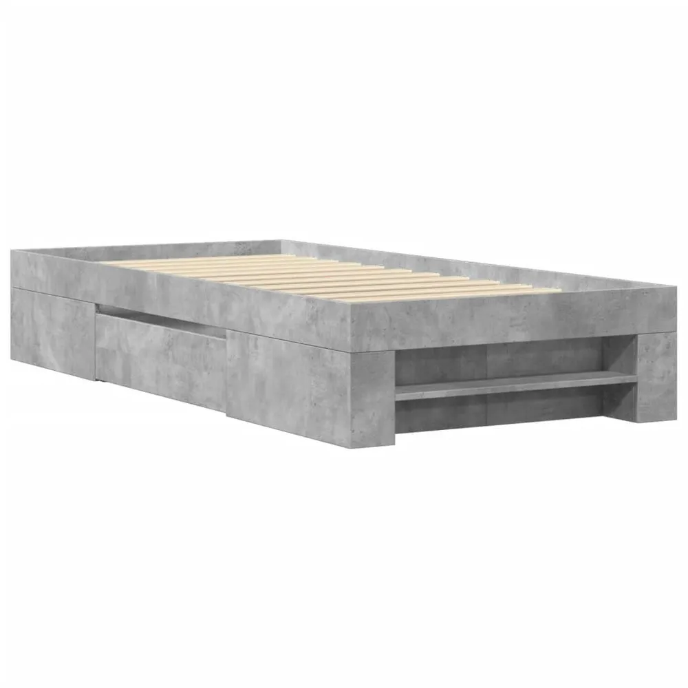 Bedframe bewerkt hout betongrijs 100x200 cm