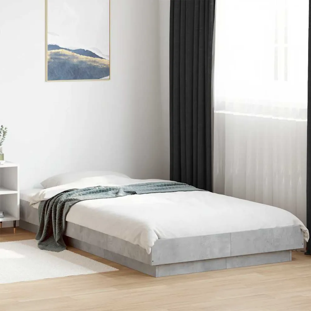 Bedframe bewerkt hout betongrijs 100x200 cm