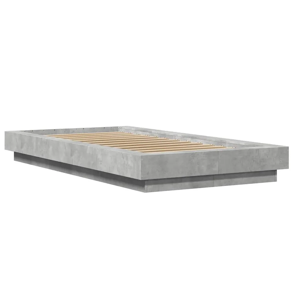 Bedframe bewerkt hout betongrijs 100x200 cm