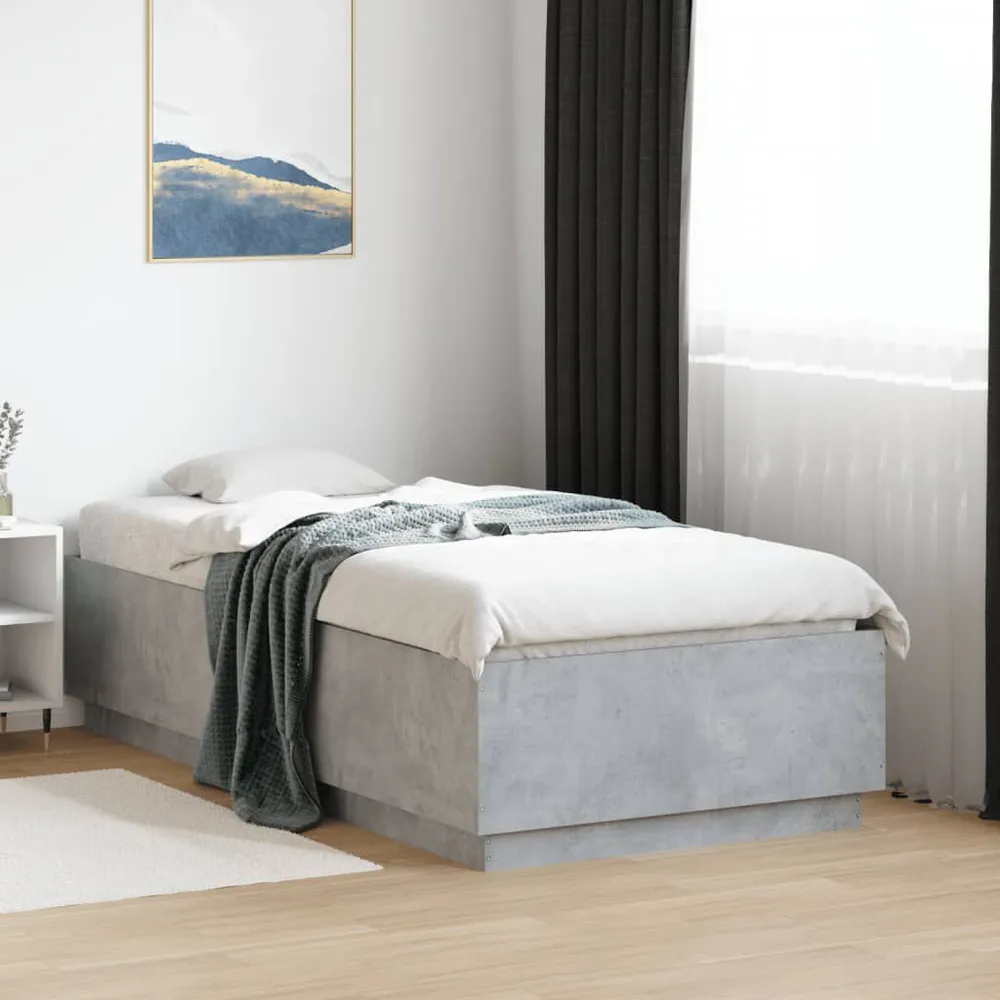 Bedframe bewerkt hout betongrijs 90x190 cm