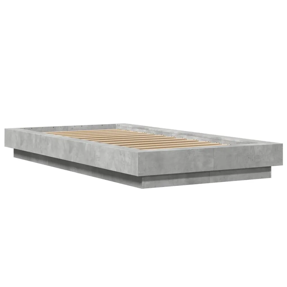 Bedframe bewerkt hout betongrijs 90x190 cm