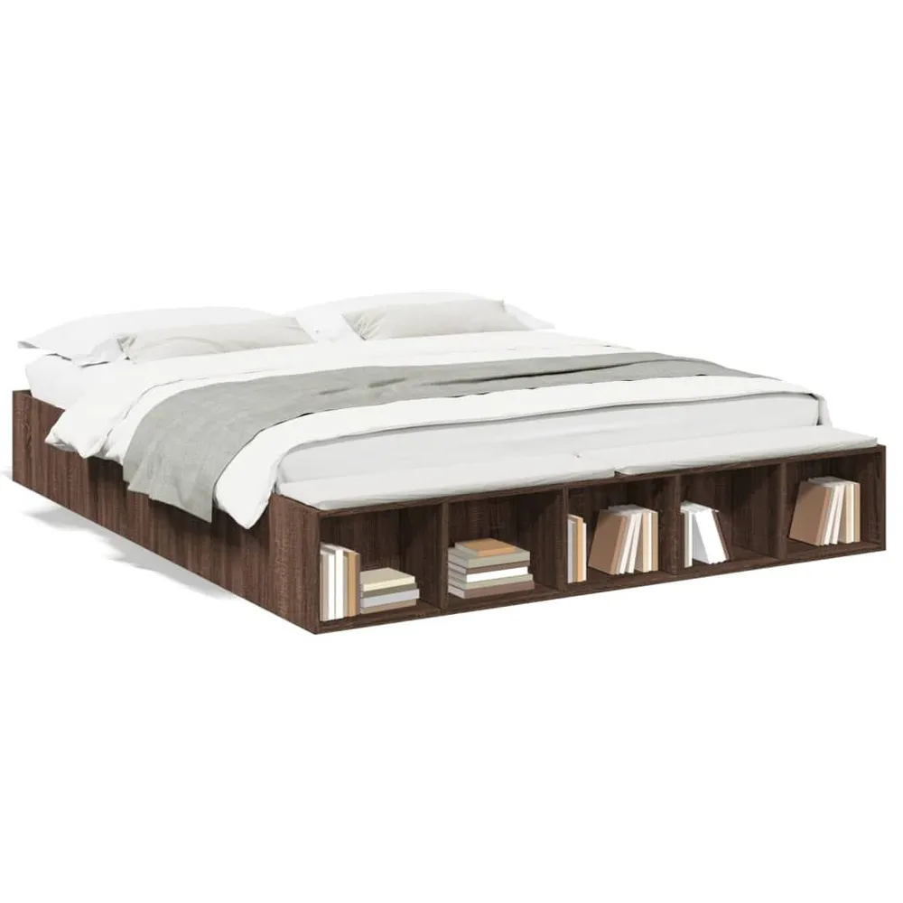 Bedframe bewerkt hout bruin eikenkleur 200x200 cm