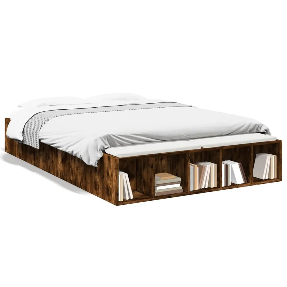 Bedframe bewerkt hout gerookt eikenkleurig 140x190 cm