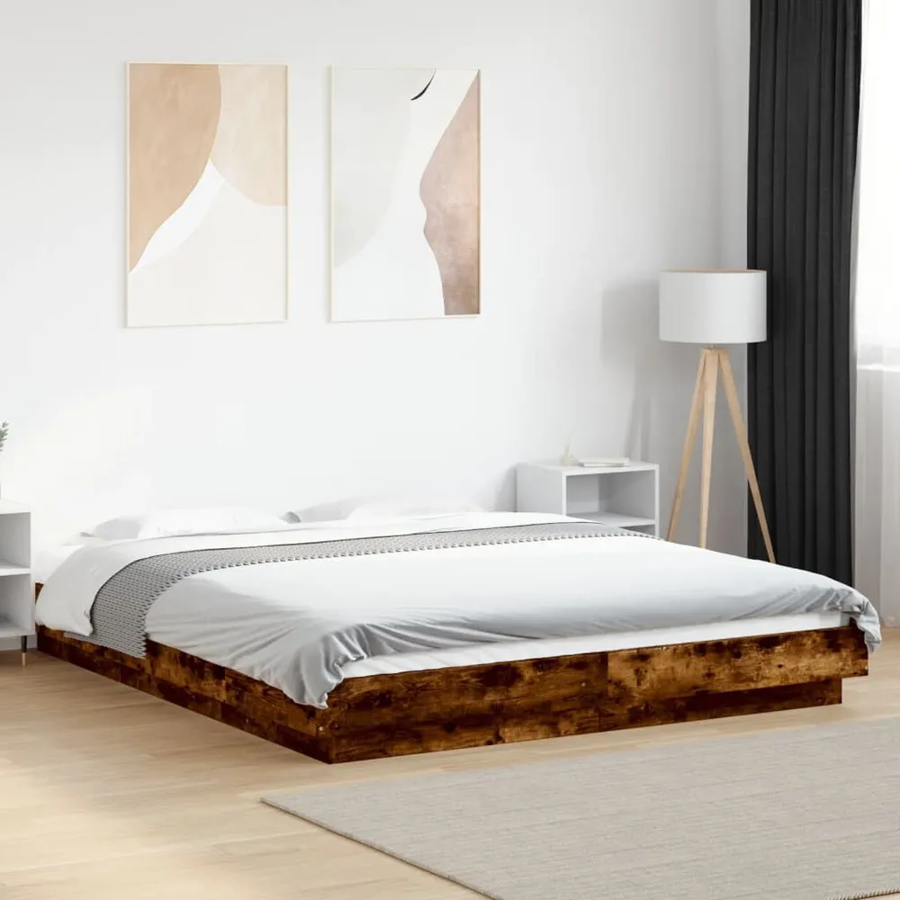 Bedframe bewerkt hout gerookt eikenkleurig 150x200 cm