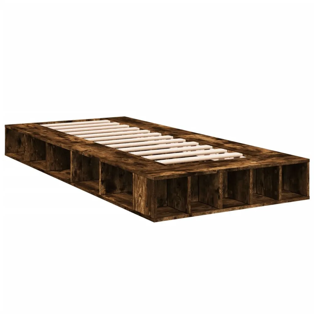 Bedframe bewerkt hout gerookt eikenkleurig 90x190 cm