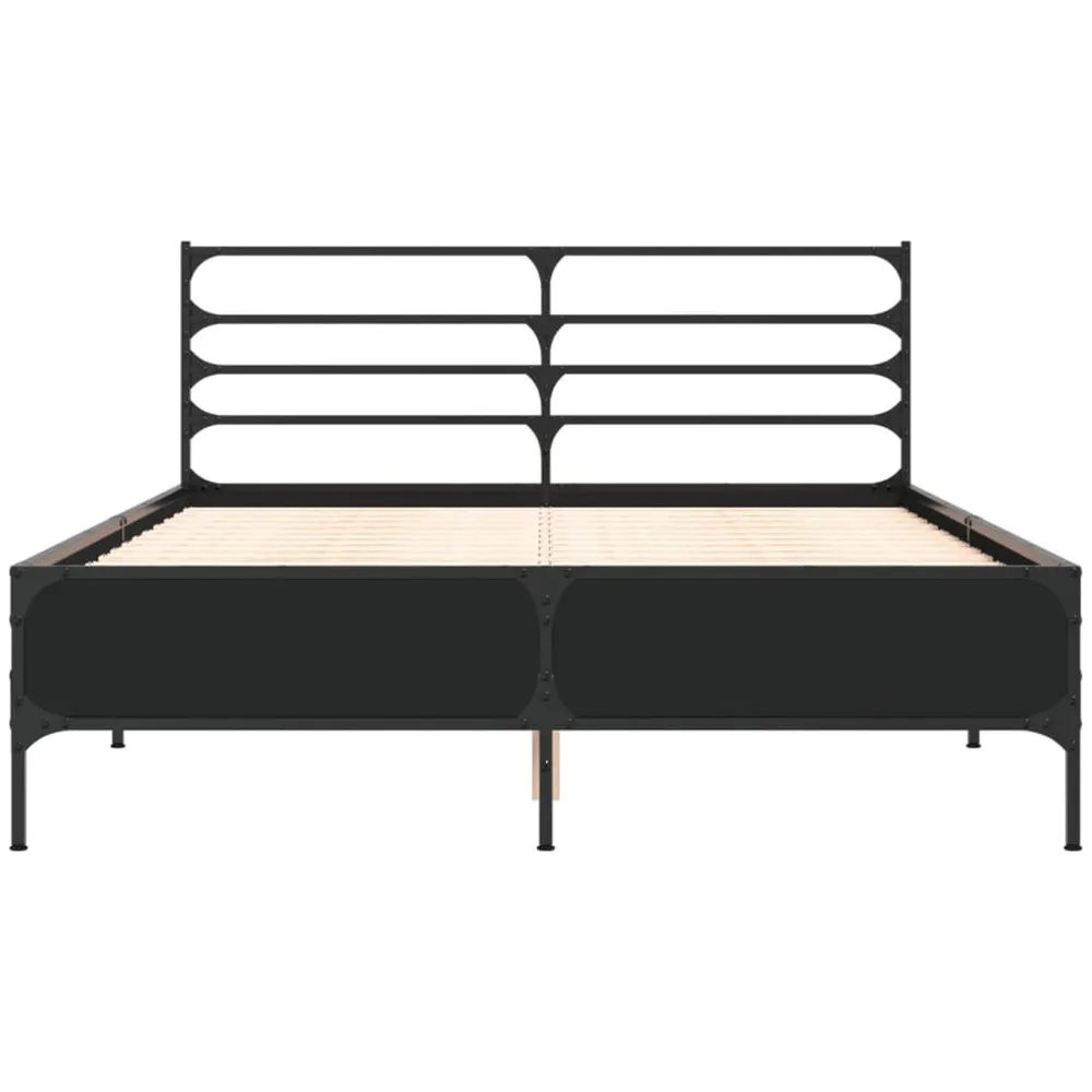 Bedframe bewerkt hout metaal zwart 120x200 cm