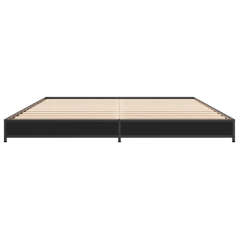 Bedframe bewerkt hout metaal zwart 120x200 cm