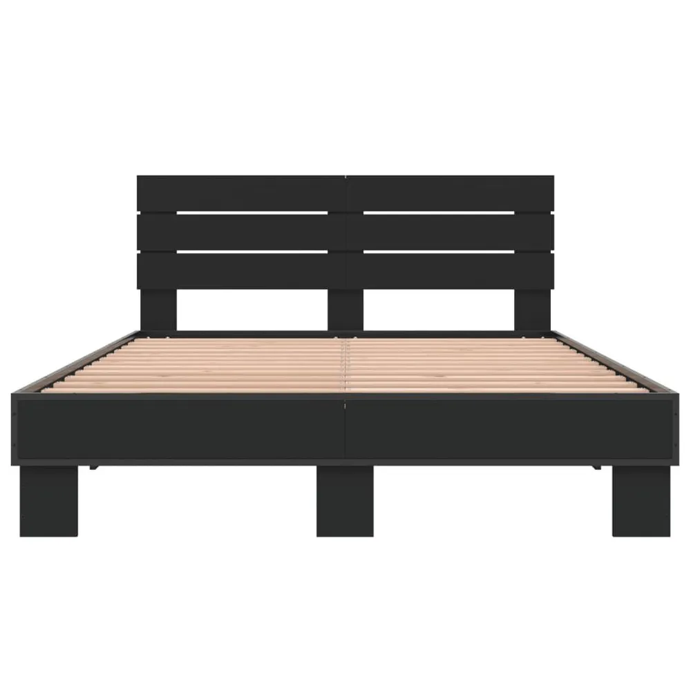 Bedframe bewerkt hout metaal zwart 120x200 cm