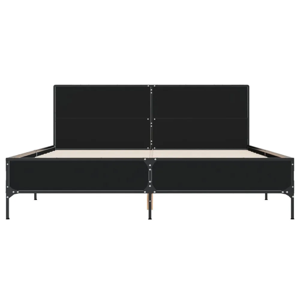 Bedframe bewerkt hout metaal zwart 150x200 cm