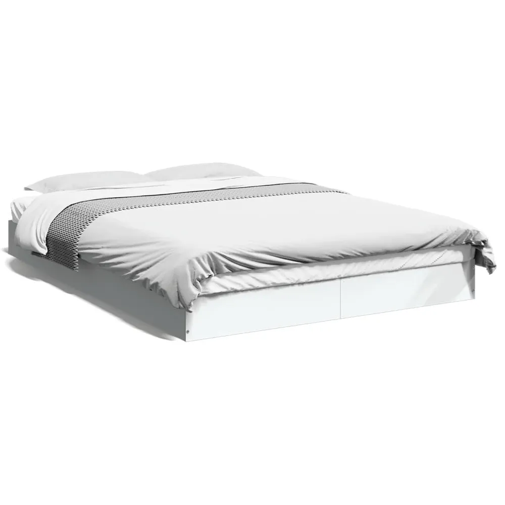 Bedframe bewerkt hout wit 120x190 cm