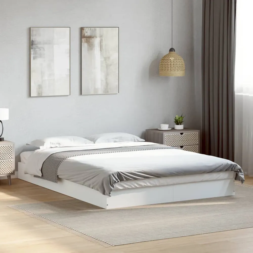 Bedframe bewerkt hout wit 120x190 cm