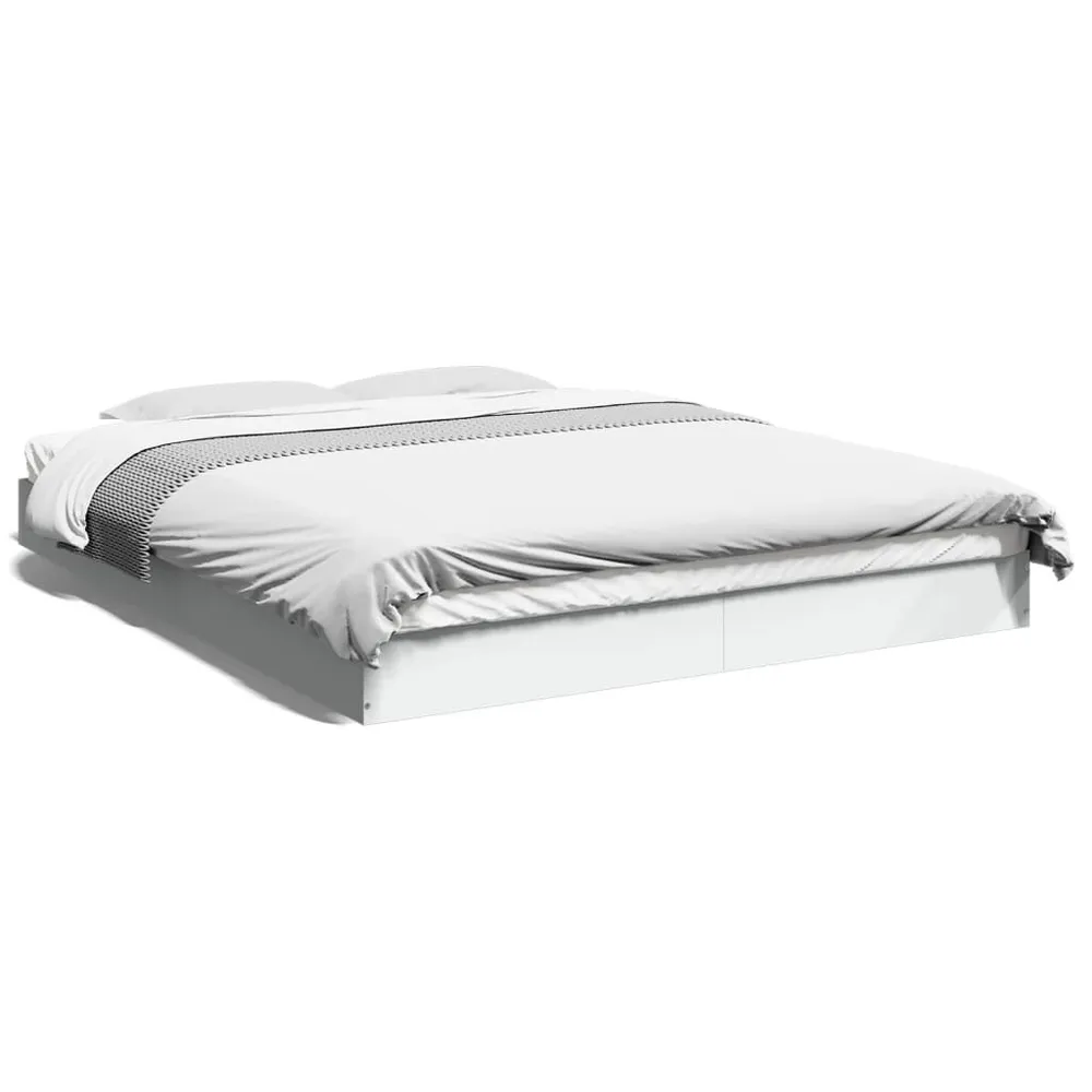 Bedframe bewerkt hout wit 150x200 cm