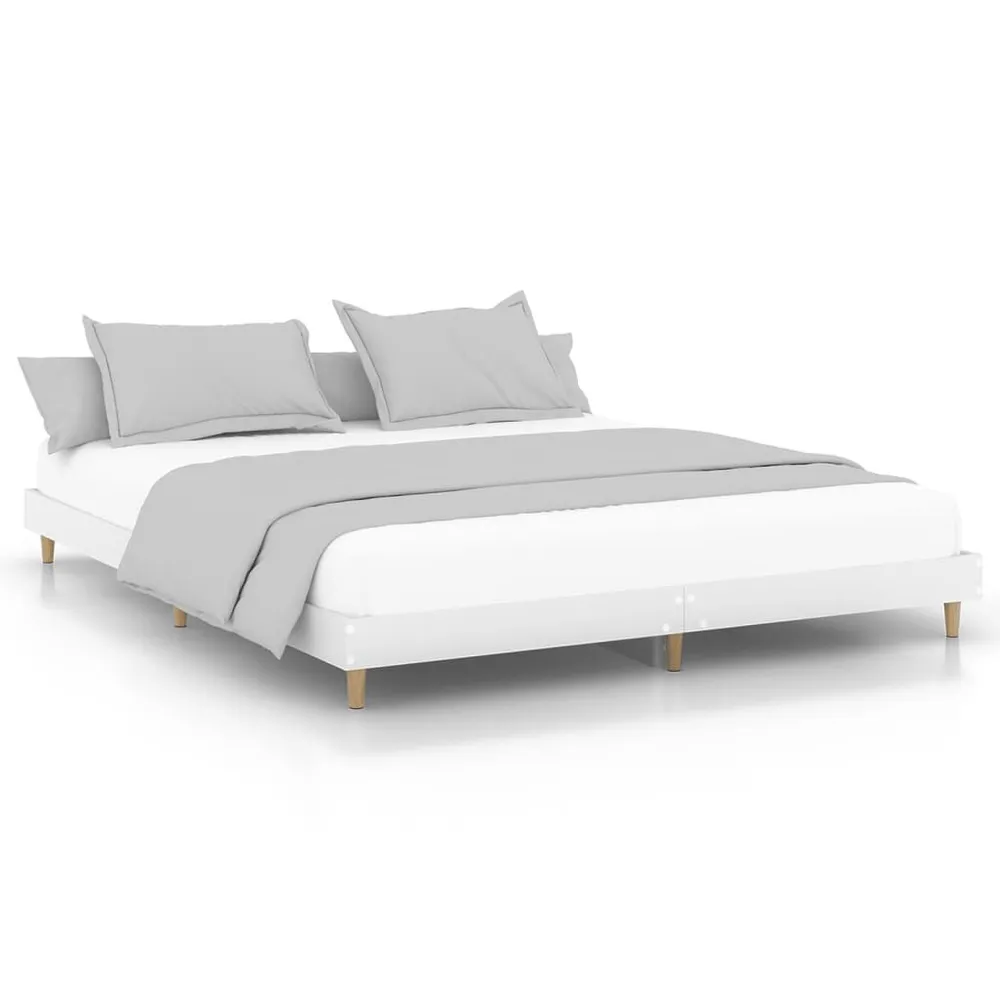 Bedframe bewerkt hout wit 150x200 cm