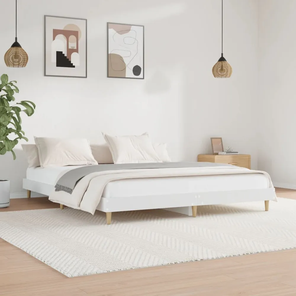 Bedframe bewerkt hout wit 150x200 cm