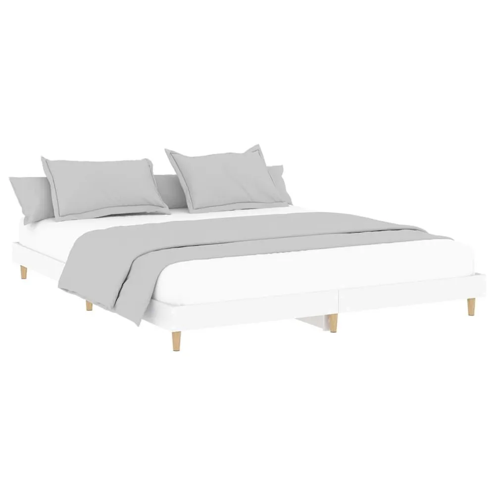 Bedframe bewerkt hout wit 150x200 cm