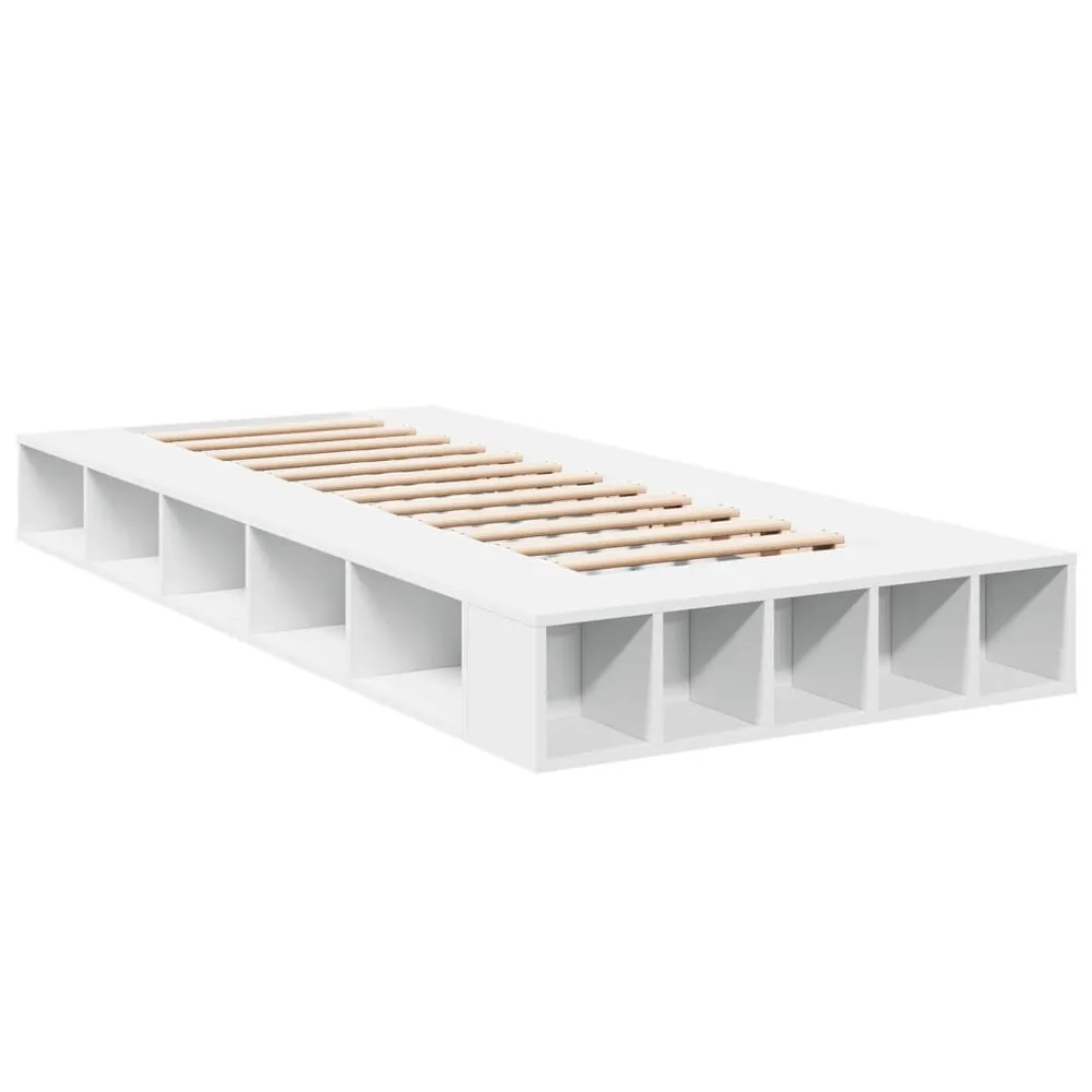 Bedframe bewerkt hout wit 75x190 cm
