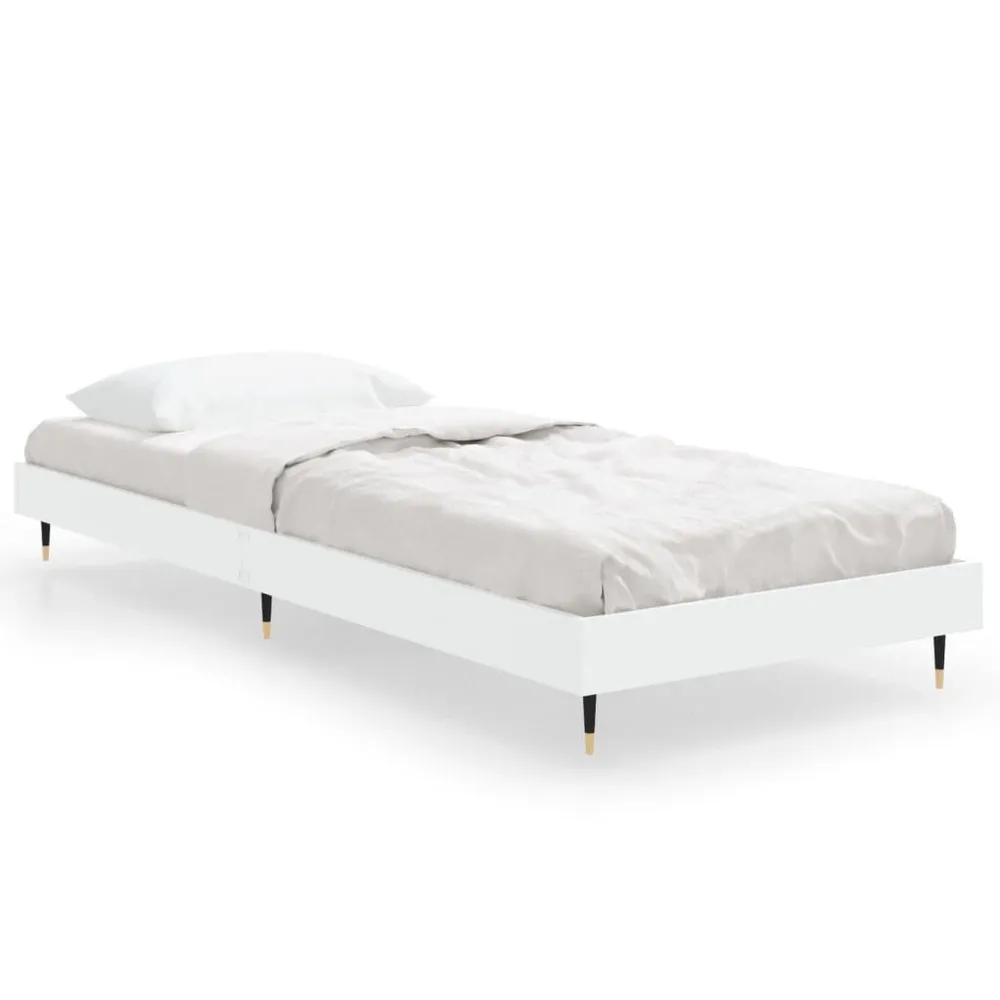 Bedframe bewerkt hout wit 75x190 cm