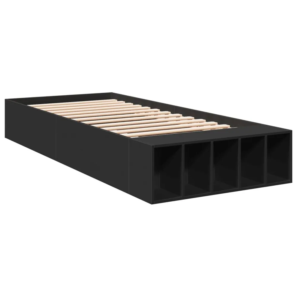 Bedframe bewerkt hout zwart 100x200 cm