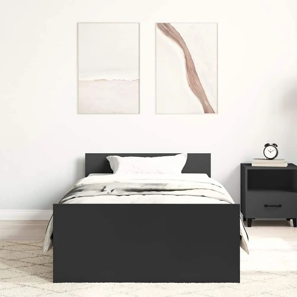 Bedframe bewerkt hout zwart 100x200 cm