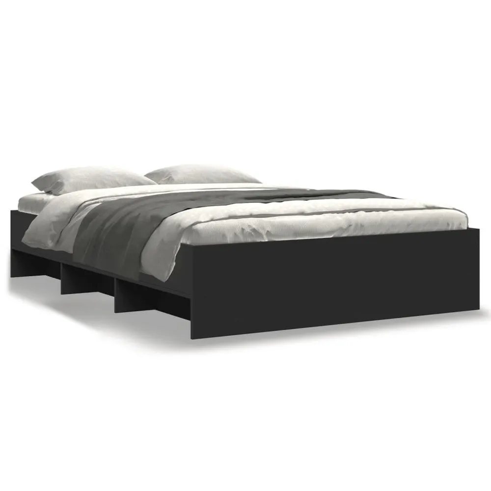 Bedframe bewerkt hout zwart 120x190 cm