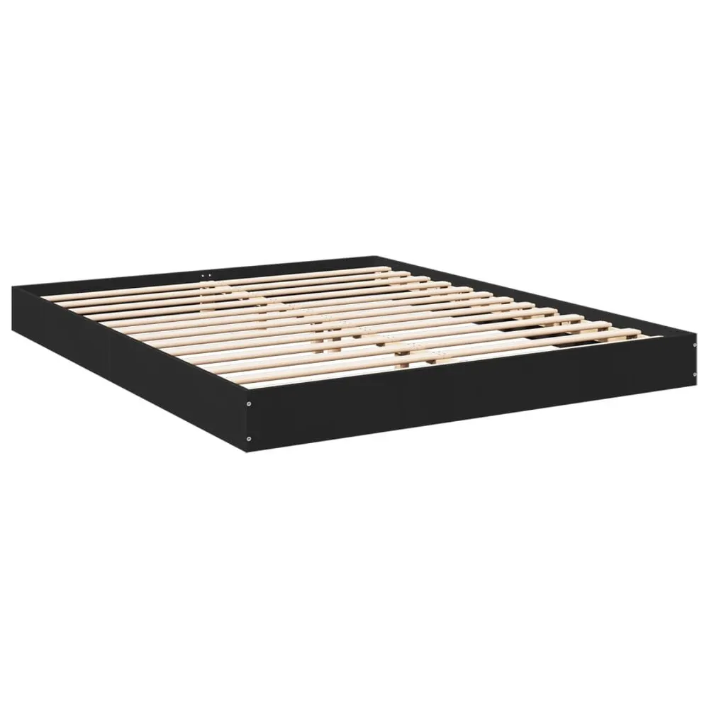 Bedframe bewerkt hout zwart 150x200 cm