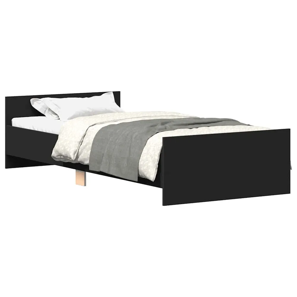Bedframe bewerkt hout zwart 75x190 cm