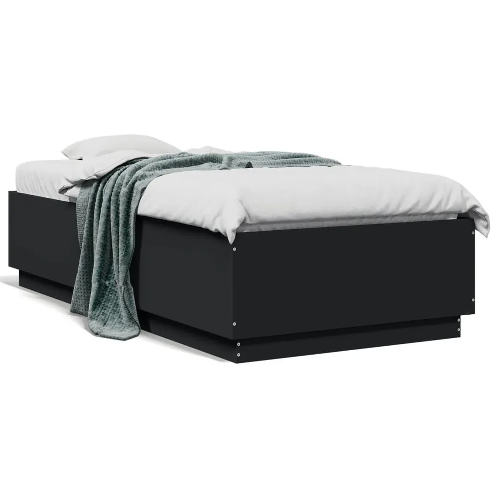 Bedframe bewerkt hout zwart 75x190 cm