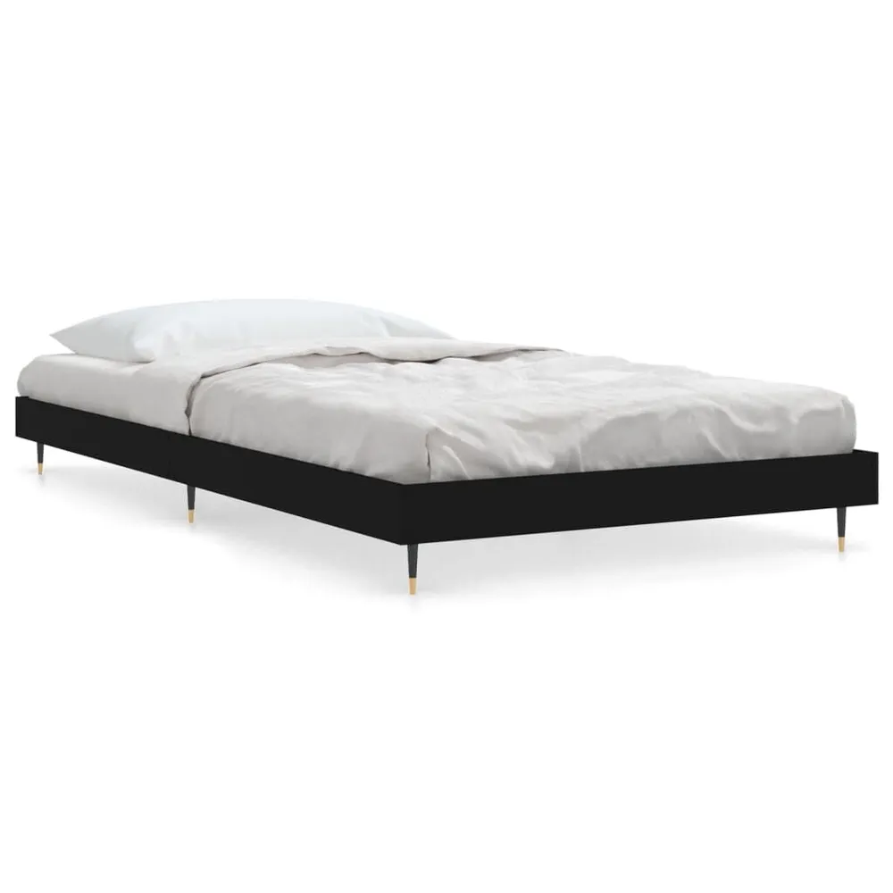 Bedframe bewerkt hout zwart 90x200 cm