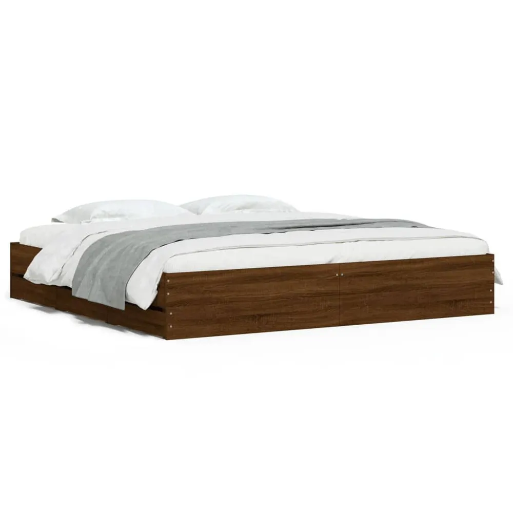 Bedframe met lades bewerkt hout bruin eikenkleur 180x200 cm