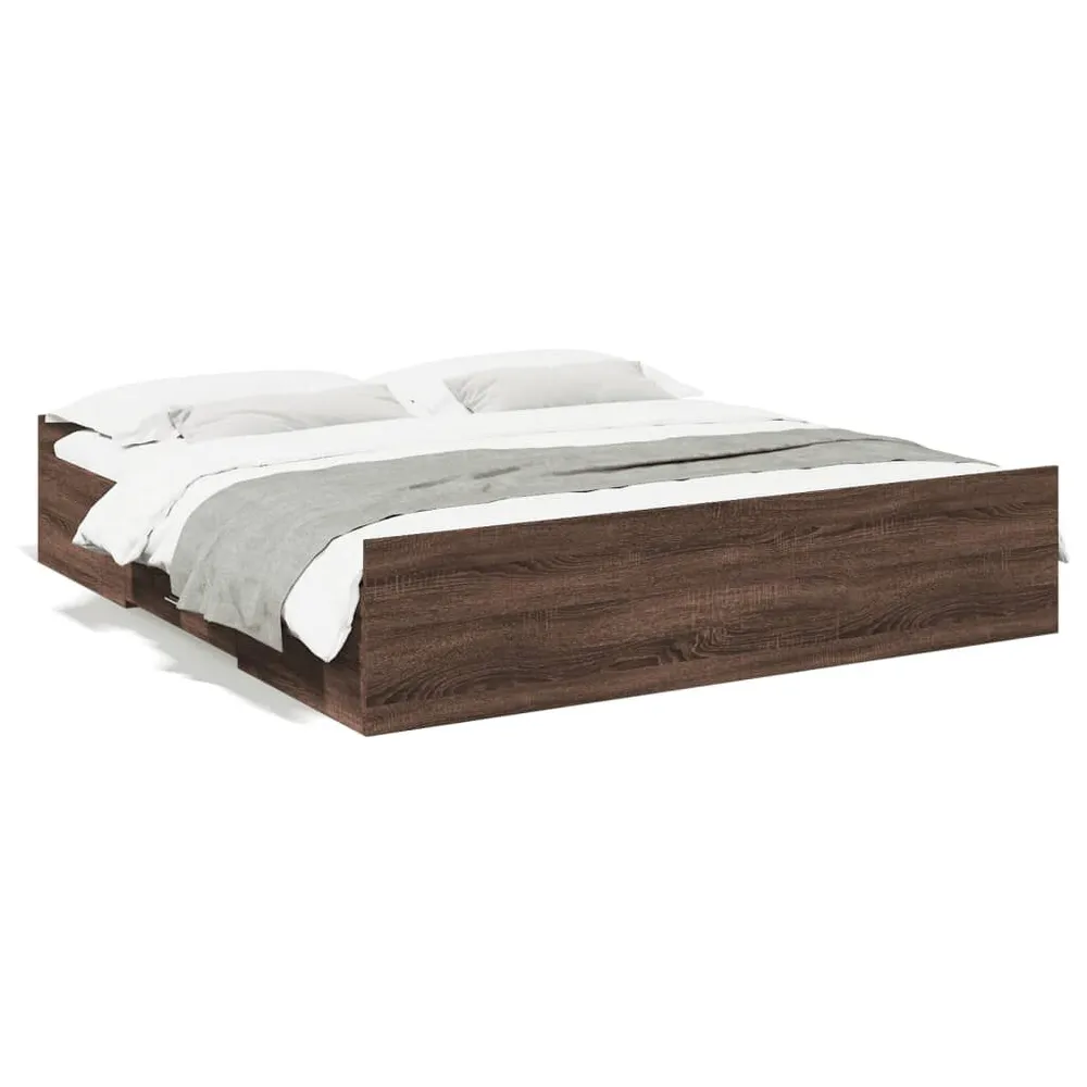 Bedframe met lades bewerkt hout bruin eikenkleur 180x200 cm
