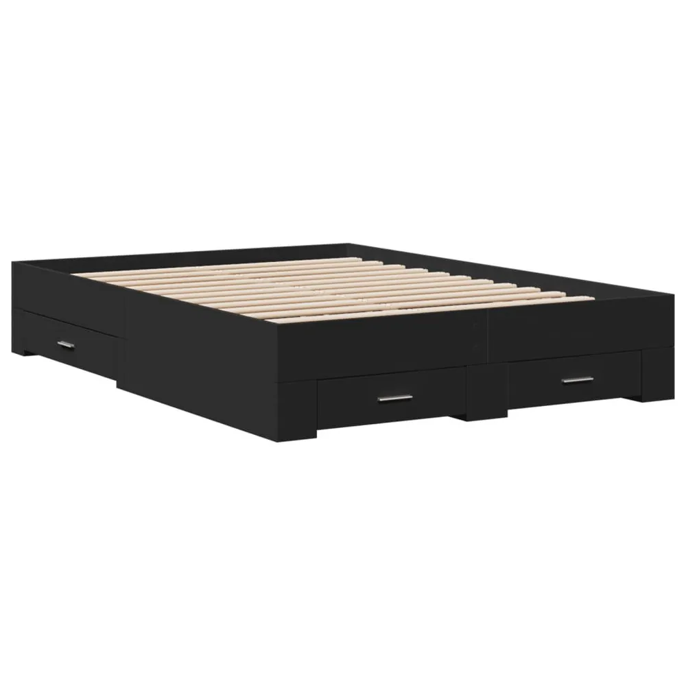 Bedframe met lades bewerkt hout zwart 120x200 cm