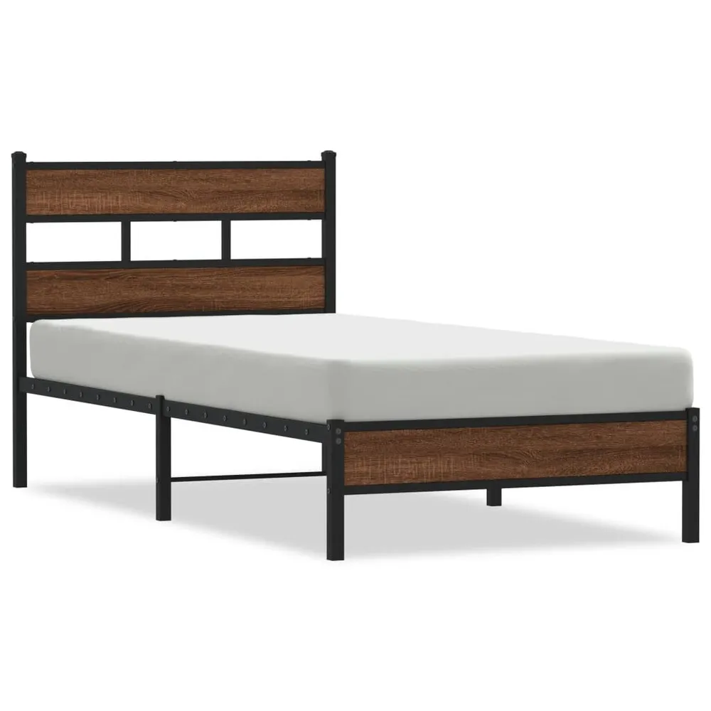 Bedframe zonder matras bewerkt hout bruin eikenkleur 80x200 cm