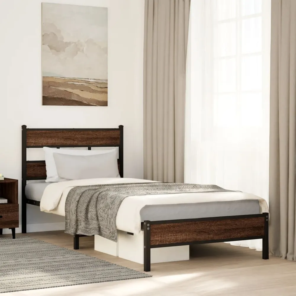 Bedframe zonder matras bewerkt hout bruin eikenkleur 80x200 cm