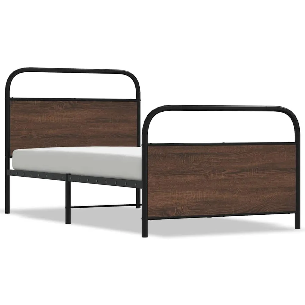 Bedframe zonder matras bewerkt hout bruin eikenkleur 100x190 cm