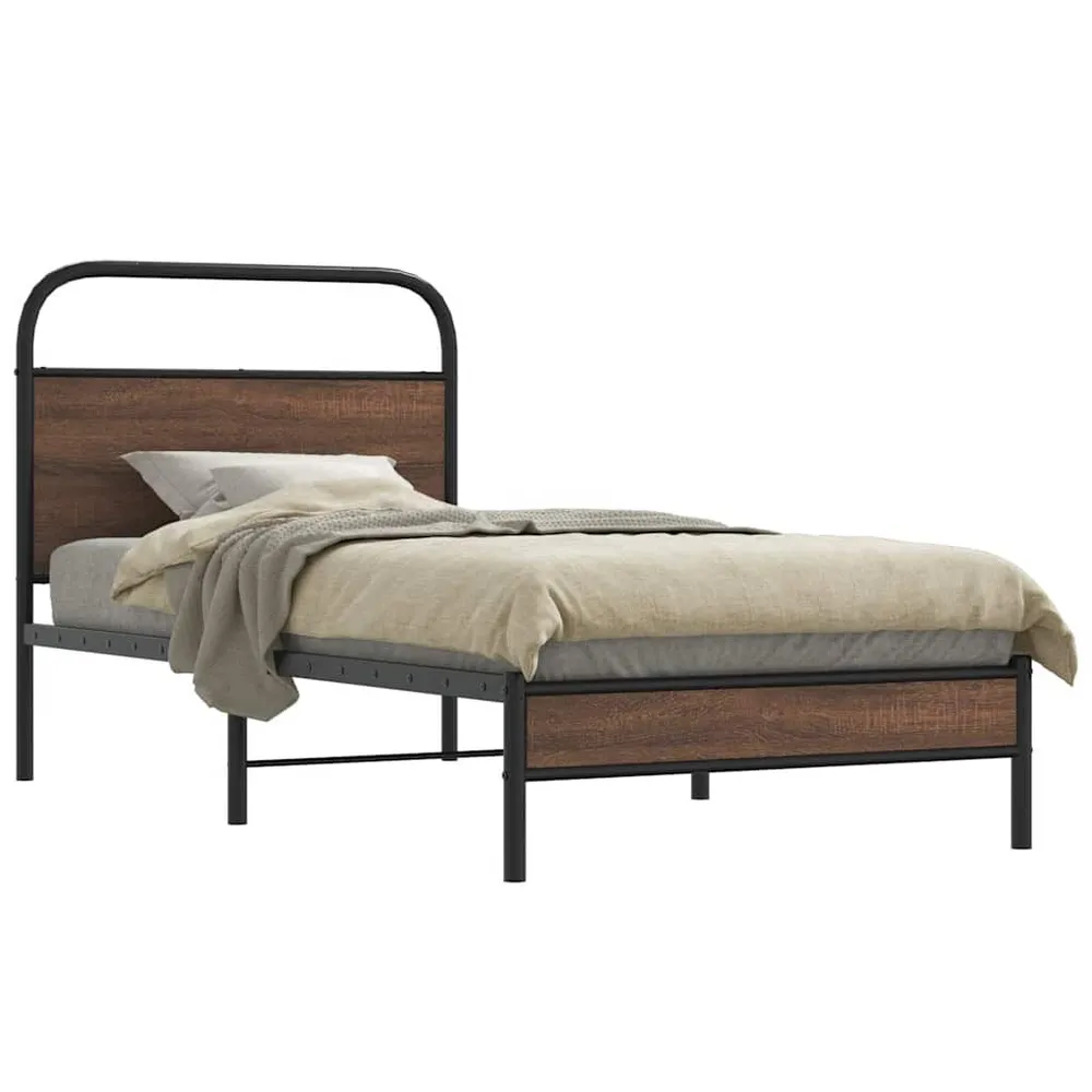 Bedframe zonder matras bewerkt hout bruin eikenkleur 107x203 cm