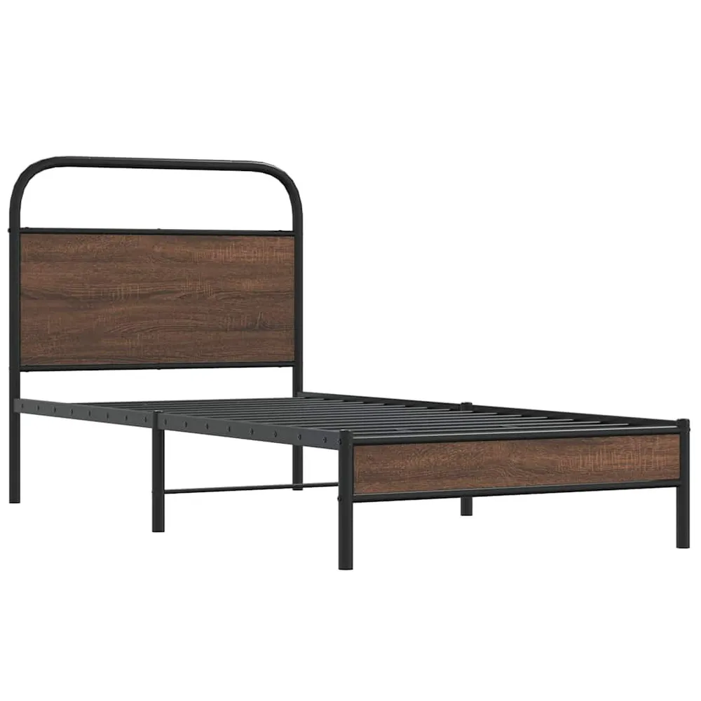 Bedframe zonder matras bewerkt hout bruin eikenkleur 107x203 cm