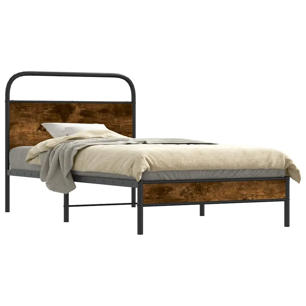 Bedframe zonder matras bewerkt hout gerookt eiken 100x190 cm