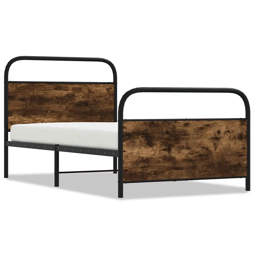 Bedframe zonder matras bewerkt hout gerookt eiken 107x203 cm