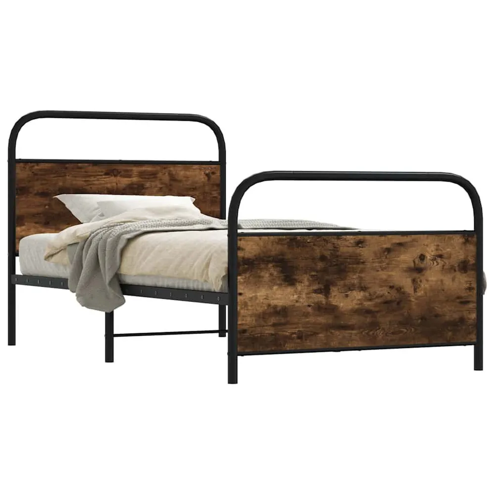 Bedframe zonder matras bewerkt hout gerookt eiken 107x203 cm