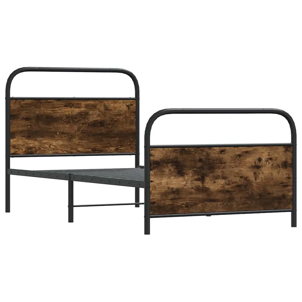 Bedframe zonder matras bewerkt hout gerookt eiken 107x203 cm