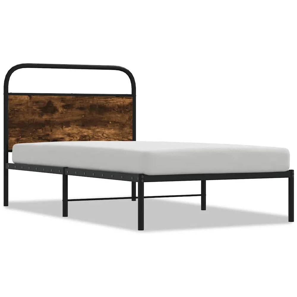 Bedframe zonder matras bewerkt hout gerookt eiken 107x203 cm