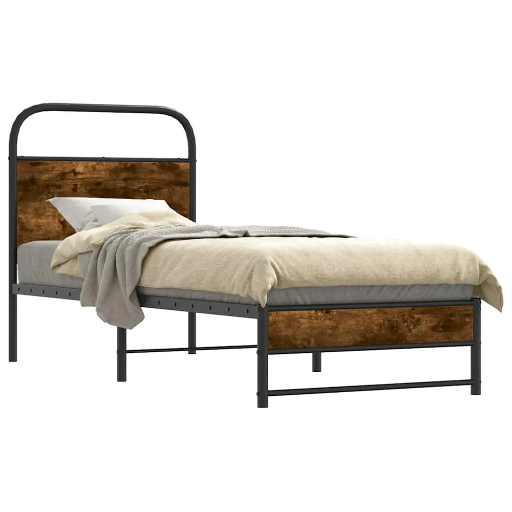 Bedframe zonder matras bewerkt hout gerookt eiken 80x200 cm