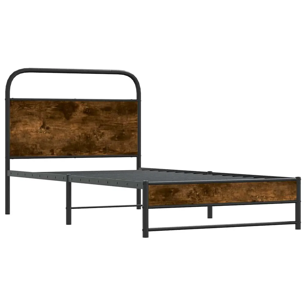 Bedframe zonder matras bewerkt hout gerookt eiken 100x190 cm